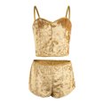 thumbnail image 2 of Women's Velvet 2PCS Outfits Sexy Spaghetti Strap Crop Top and Shorts Pajama Sets Pjs Lounge Wear, 2 of 6