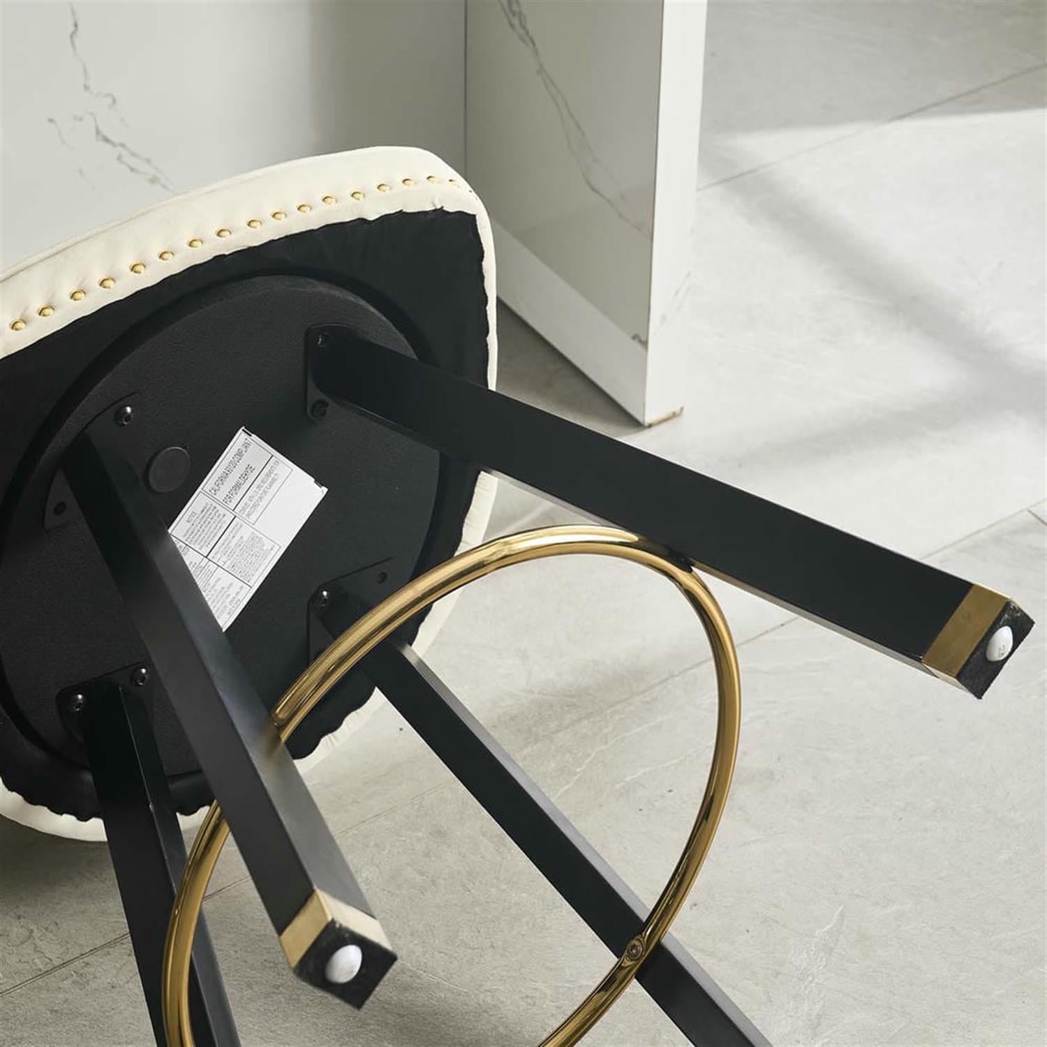 Demi Bonn 35" Counter Height Bar Stools Set of 2, Velvet Swivel Barstools with Back Pull Loop Detachable, Kitchen Island Countertop Chairs for Dining Room, Beige