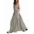 thumbnail image 2 of Summer Dresses for Women Beach Maxi Dress Spaghetti Strap Striped Boho A Line Wedding Guest Flowy Long Dress Black S, 2 of 8