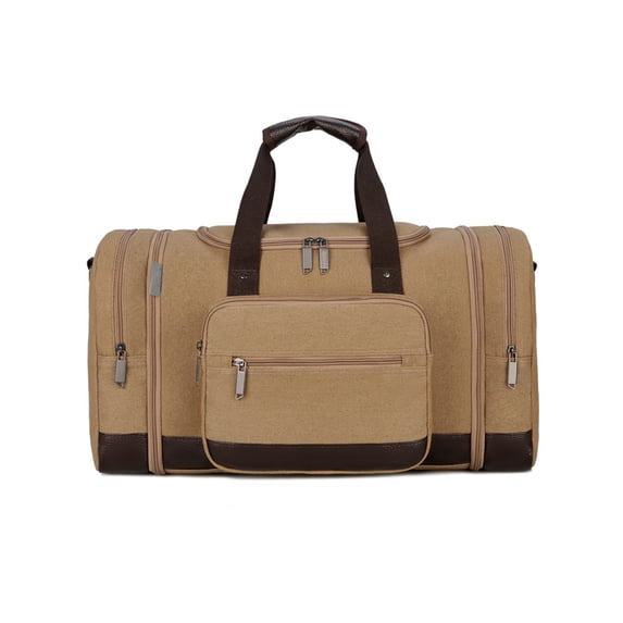 Frontwalk Men Travel Duffel Bag Crossbody Weekender Luggage Large Capacity Carry On Gym Bags Multi Pockets Women Khaki