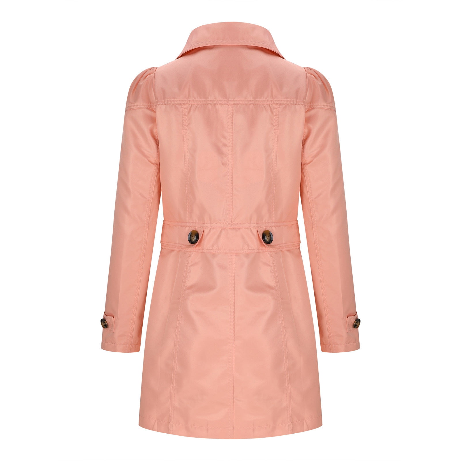 Women's Lapel Button Down Trench Coat Casual Long Sleeve Pockets Jackets Coat Classic Belted Overcoat
