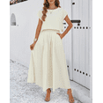 thumbnail image 5 of Summer Skirt Sets Women 2 Piece Outfits Cap Sleeve Top Elastic Waist Maxi Dress Sets with Pockets, 5 of 6