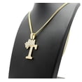 thumbnail image 3 of Stone Stud Allover Tilted Crown Initial T Pendant w/ 3mm 24" Cuban Chain Necklace, Gold-Tone, 3 of 4