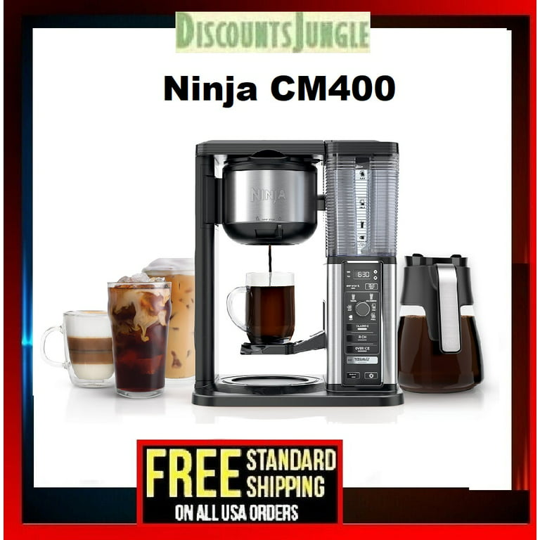 Ninja Specialty Coffee Maker CM400, Removable Water Reservoir, Glass  Carafe, Single-Cup Brewing Fold Away Cup Platform
