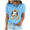 thumbnail image 2 of Tops de Cuello Alto para las Mujeres Amante Impreso Camiseta Cuello Redondo Manga Corta, Poliéster Spandex, 2 of 7