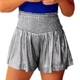 thumbnail image 3 of Pantalones cortos metálicos brillantes para mujer, pantalones cortos de entrenamiento plisados, sueltos, informales, de cintura alta, para playa, 3 of 8