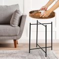 thumbnail image 3 of Small Wicker Round End Table, 16 in Rattan End Tables with Removable Tray, Waterproof Sofa Coffee Side Table, Indoor&Outdoor Side Tables for Patio, Living Room Bedroom Office, 3 of 8