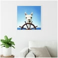 thumbnail image 2 of Kate and Laurel Sylvie Boat Animal Alpaca Framed Canvas Wall Art by The Creative Bunch Studio 22 x 22 White, Whimsical, Coastal Beach Llama Animal Art for Wall Decor, Living Room, Beach House, 2 of 8