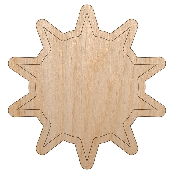 Sun Outline Wood Shape Unfinished Piece Cutout Craft DIY Projects - 4.70 Inch Size - 1/8 Inch Thick