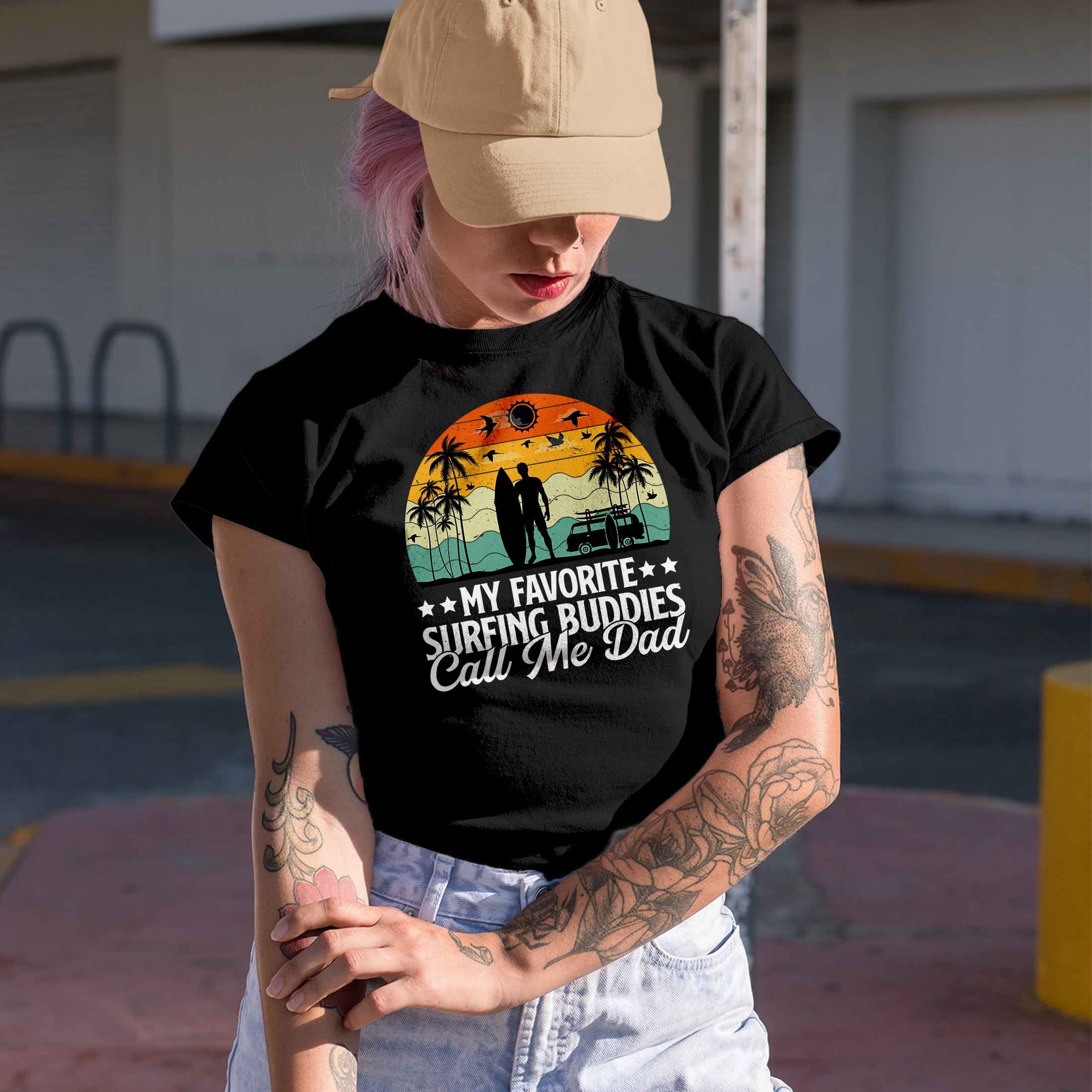 My Favorite Surfing Buddies Call Me Dad - Surfer Father & Family Quote, Military Green T-Shirt, 3XL