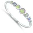 thumbnail image 4 of CHOOSE YOUR COLOR Round Circle Pink Simulated Opal Journey Ring .925 Sterling Silver Band CZ Female Size 12, 4 of 4