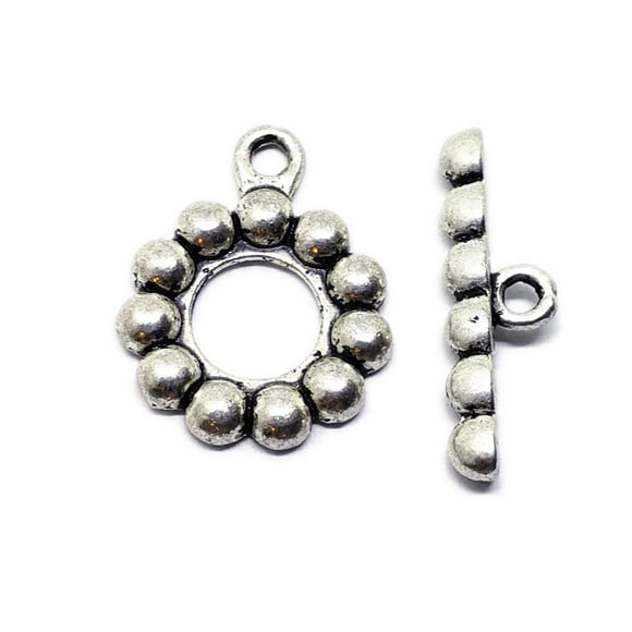 10 Sets Antique Silver Dot Round Toggle Clasps 20mm ~ Jewelry Making ~