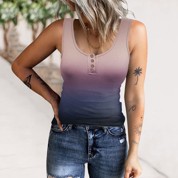 Aayomet Casual Tops For Women Womens Stretch Tank Top Summer Ribbed Sleeveless Shirts,Khaki S