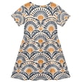 thumbnail image 2 of FORMRS Girls Short Sleeve Dress Summer Casual Round Neck A-line Beach Sundress, Sizes 2T-8T, Orange Art Pattern, 2 of 8