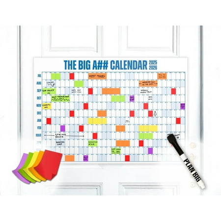 The Big A## Mid-Year Extra Large Door Calendar July 2025 - June 2026, 26 x 18 inches, Blue
