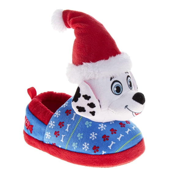 Paw Patrol Chase And Marshall Christmas Slippers Cozy Plush Santa House Shoes Size Toddler, Little Kid, Blue Red, Size: 5-6