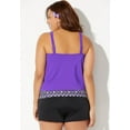 thumbnail image 5 of Swimsuits For All Women's Plus Size Loop Strap Blouson Tankini Set With Banded Short 8 Purple, Black, 5 of 5