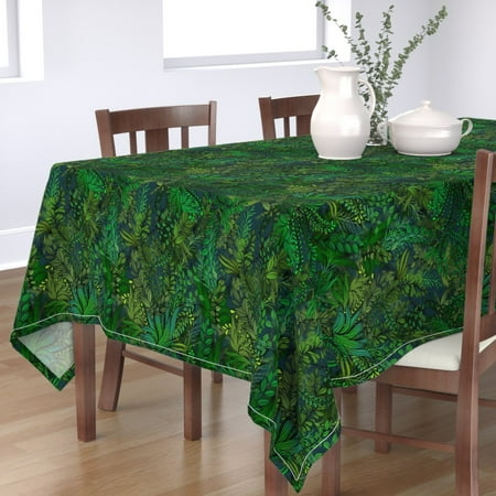 

Cotton Sateen Tablecloth 70 x 120 - Botanical Green Water Garden Nature Seaweed Pond Lake Print Custom Table Linens by Spoonflower