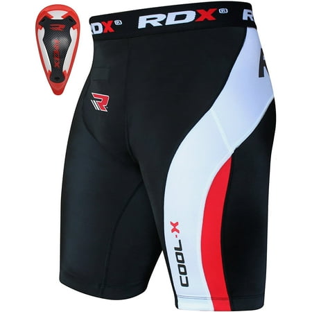 RDX MMA Thermal Compression Shorts Groin Cup Boxing Training Guard Base Layer Fitness Running