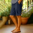 thumbnail image 6 of TaTaai Loose Fit Shorts for Women Cotton Linen Blend Solid Color Capris Casual Summer Bermuda Pants Elastic Waist Comfy Breathable Daily Wear Beach Vacation Gift, 6 of 6