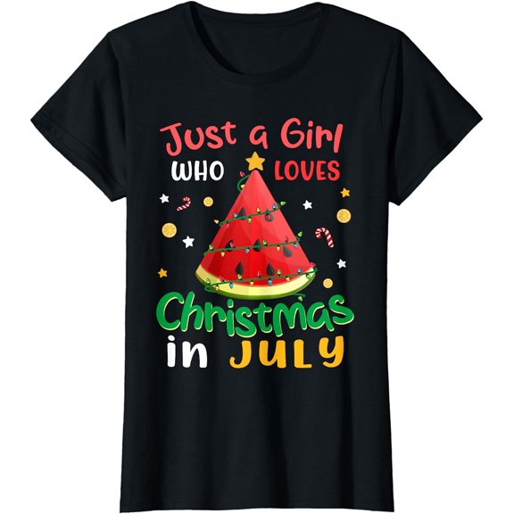 Just A Girl Who Loves Christmas In July Watermelon Women T-Shirt
