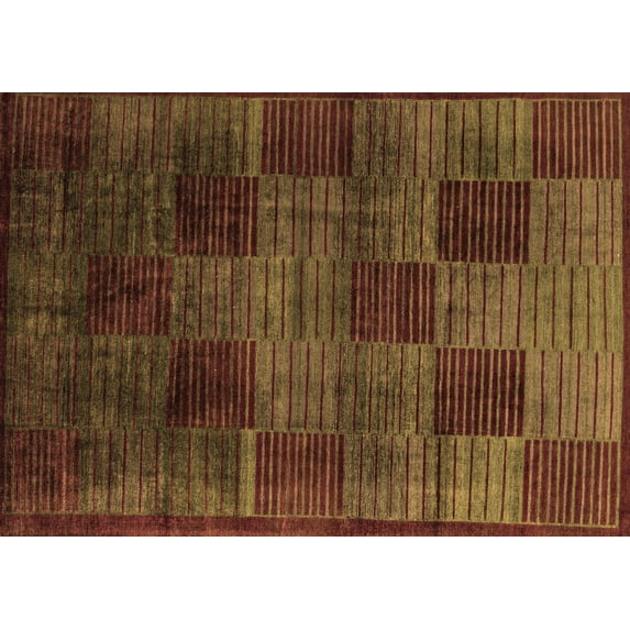 Ahgly Company Indoor Rectangle Abstract Brown Modern Area Rugs, 2' x 5'