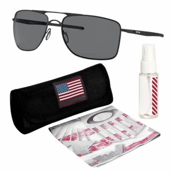 Oakley OO4124 Gauge 8 Rectangle Shaped Non-Polarized Sunglasses for Men - Includes Official Eyewear Kit - Matte Black Frame with Grey Lens