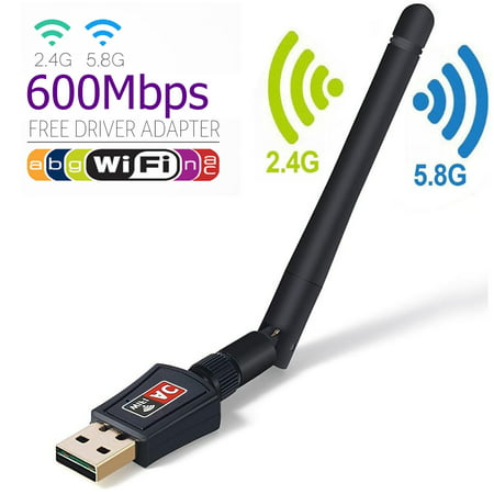 AC600 USB WiFi Adapter 600Mbps Dual Band USB WiFi Dongle Wireless Network Adapter with 3DBi High Gain Antenna up to 5G 433Mbps+2.4G 150Mbps Support IEEE 802.11 A/B/G/N/AC