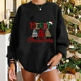 thumbnail image 3 of Scyoekwg Sweatshirt for Womens Fashion Christmas Long Sleeve Tops Round Neck Fleece Sweatshirts Leopard Plaid Christmas Tree Graphic Sweatshirt Pullover #D=Black XXL(12), 3 of 5