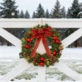 thumbnail image 7 of 24 Inch Pre-lit Christmas Wreath with Buffalo Plaid Bow, LED Lighted Artificial Wreath with Pinecones & Berries for Front Door, Outdoor Indoor Xmas Holiday Decor with Timer, 7 of 7