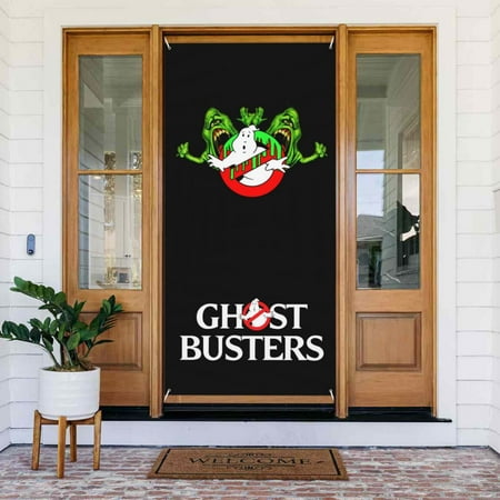 Ghostbusters Green Slimer Door Cover Decorated Banner Tapestry Home Decoration Holiday Party Supplies Door Banner Porch Sign Banner 72.8 x 35.4 Inch