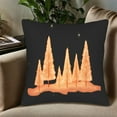 thumbnail image 5 of Set of 2 18x18in Throw Pillow Covers - Enchanting Black Forest Scene with Glowing Orange Trees & Stars - Cozy Winter Decor for Couch Bed Car, 5 of 8