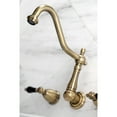 thumbnail image 3 of Kingston Brass KS1023PKL Duchess Two-Handle Wall Mount Roman Tub Faucet, Antique Brass, 3 of 8