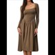 thumbnail image 3 of Vestido Midi Informal de Larga con Cuello Cuadrado para Mujer, Moda de y Otoño Marrón XL, 3 of 10