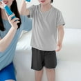 thumbnail image 2 of FUNDUFI Kids Boys Girls Outfits Set Solid Color Pjs T-Shirts Shorts Soft Summer 2Pcs Pajamas Sets Short Sleeve Sleepwear Clothes Set Size 8-9 Years, 2 of 3