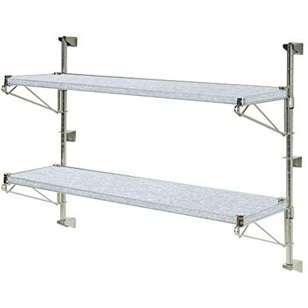 

14 Deep x 42 Wide x 24 High Adjustable 2 Tier Solid Galvanized Wall Mount Shelving Kit