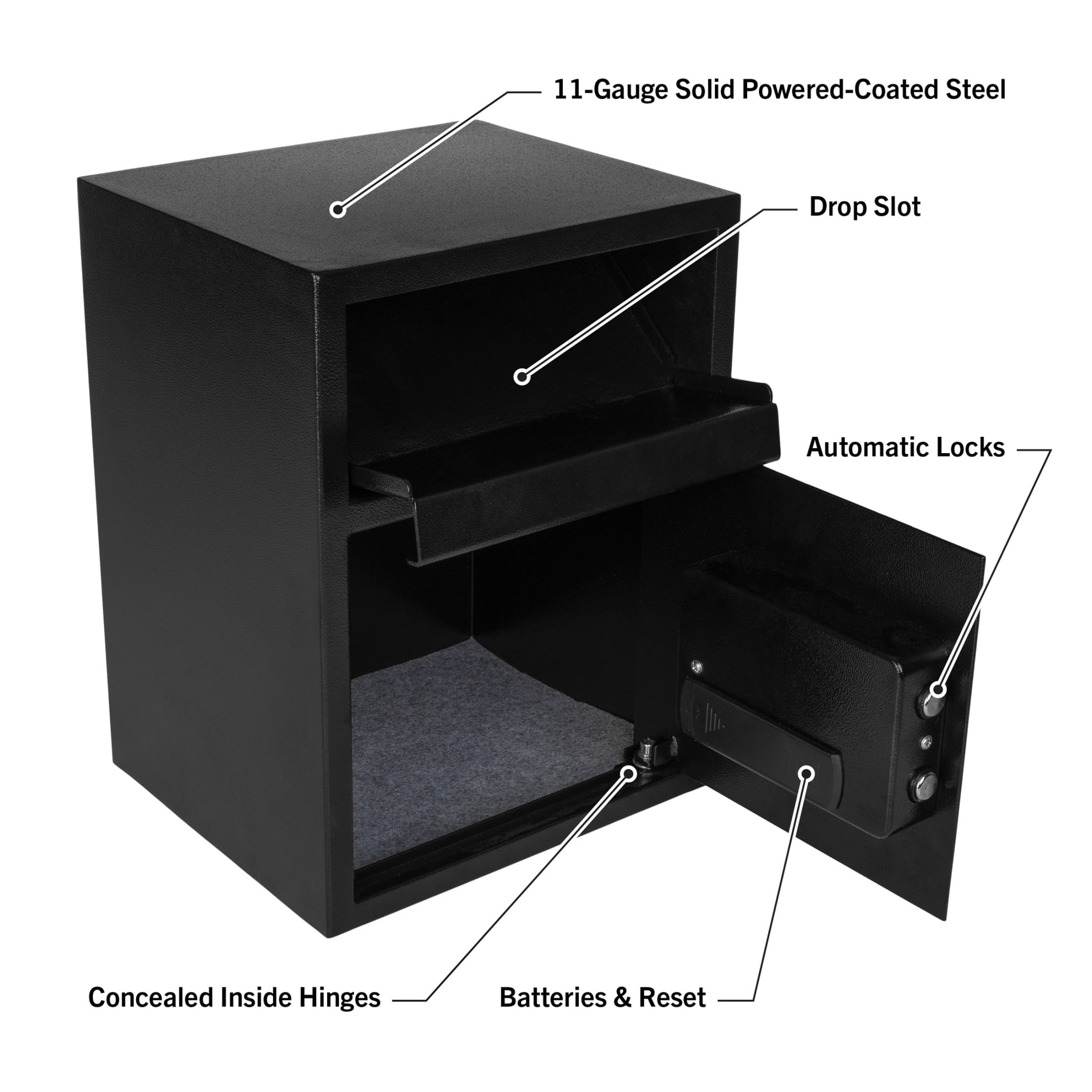 Paragon Safes Electronic Safe Deposit Box with Keypad and 2 Keys (Black)