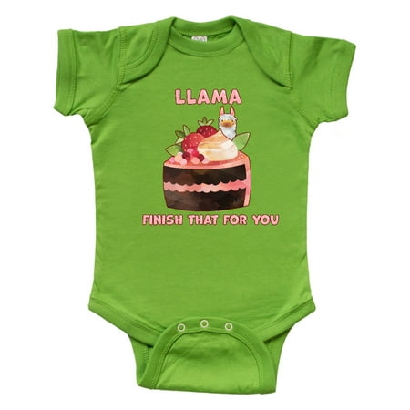 

Inktastic Llama Finish That For You with Cake and Strawberries Gift Baby Boy or Baby Girl Bodysuit