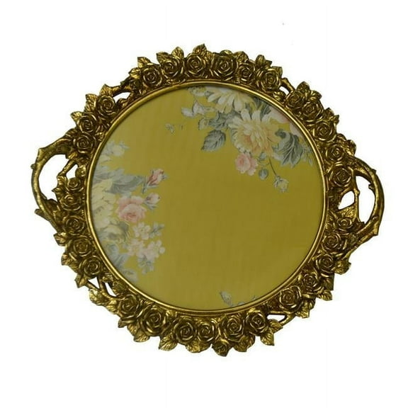 Three Star XT1001 17 in. Round Gold Tray With Handles