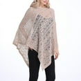 thumbnail image 5 of Up to 65% off Pitauce Cover Up for Women Solid Color Hollow Out V Neck Crochet Poncho Knitting Cape Asymmetric Hem Shawl Versatile Wrap Tops, 5 of 7