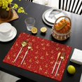 thumbnail image 4 of Red Christmas Golden Reindeer Pattern Summer Placemats Table Placemats Set Of 4-Linen Kitchen Washable Placemats Table Mats 11.8"x17.7" Non-Slip Heat Resistant, 4 of 6