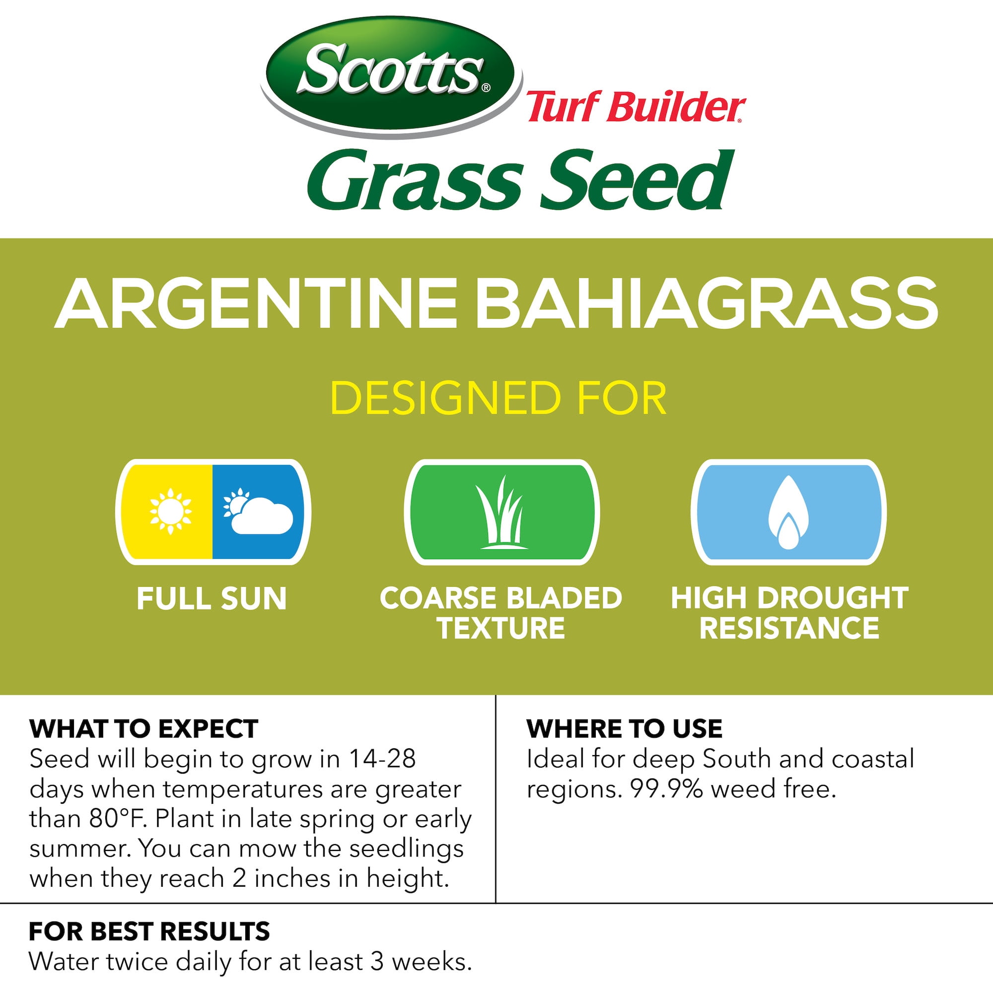Scotts Turf Builder Grass Seed Argentine Bahiagrass, 5 lbs.