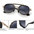 thumbnail image 4 of Gafas de sol Steampunk para hombre, gafas de sol polarizadas de doble puente, gafas de sol Retro redondas y gruesas, gafas de sol coloridas de dos colores, 4 of 5