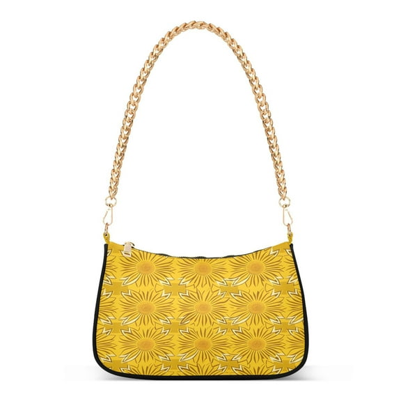 Ryvnso Sunflower Womens Chain Shoulder Bag Tote Handbags Clutch Hobo Purse with Zipper for Travel