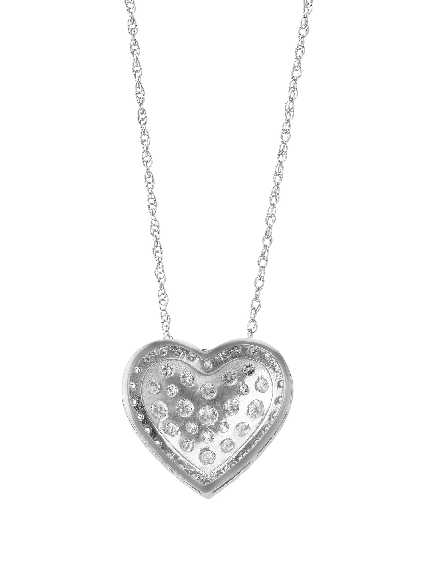 Created White Sapphire Sterling Silver Heart Halo Women's Necklace