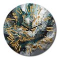 thumbnail image 2 of Designart "Ink On Stone Gold Teal Elegance" Abstract Oversized Wall Clock, 2 of 6