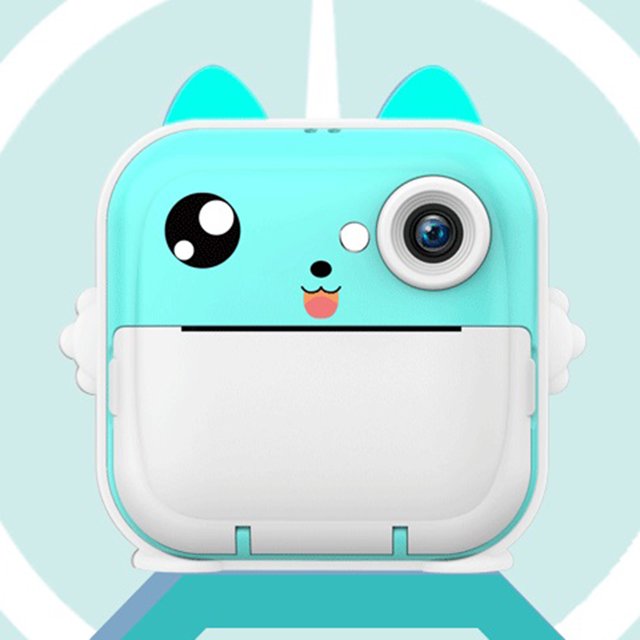 Cámara de impresión instantánea para niños con impresora térmica Cámara de fotos digital (Azul)