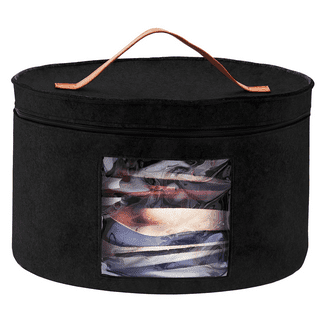 Household Essentials 3-Piece Hat Box Set with Faux Leather Lids, Floral Pattern