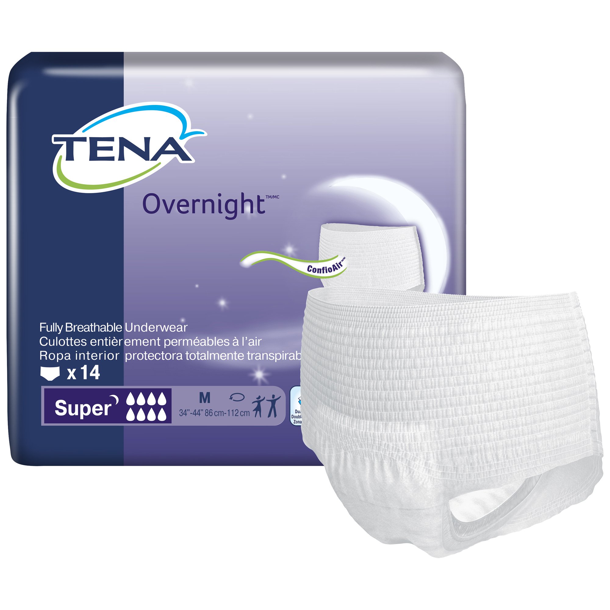 TENA Overnight Super Disposable Underwear Pull On with Tear Away Seams