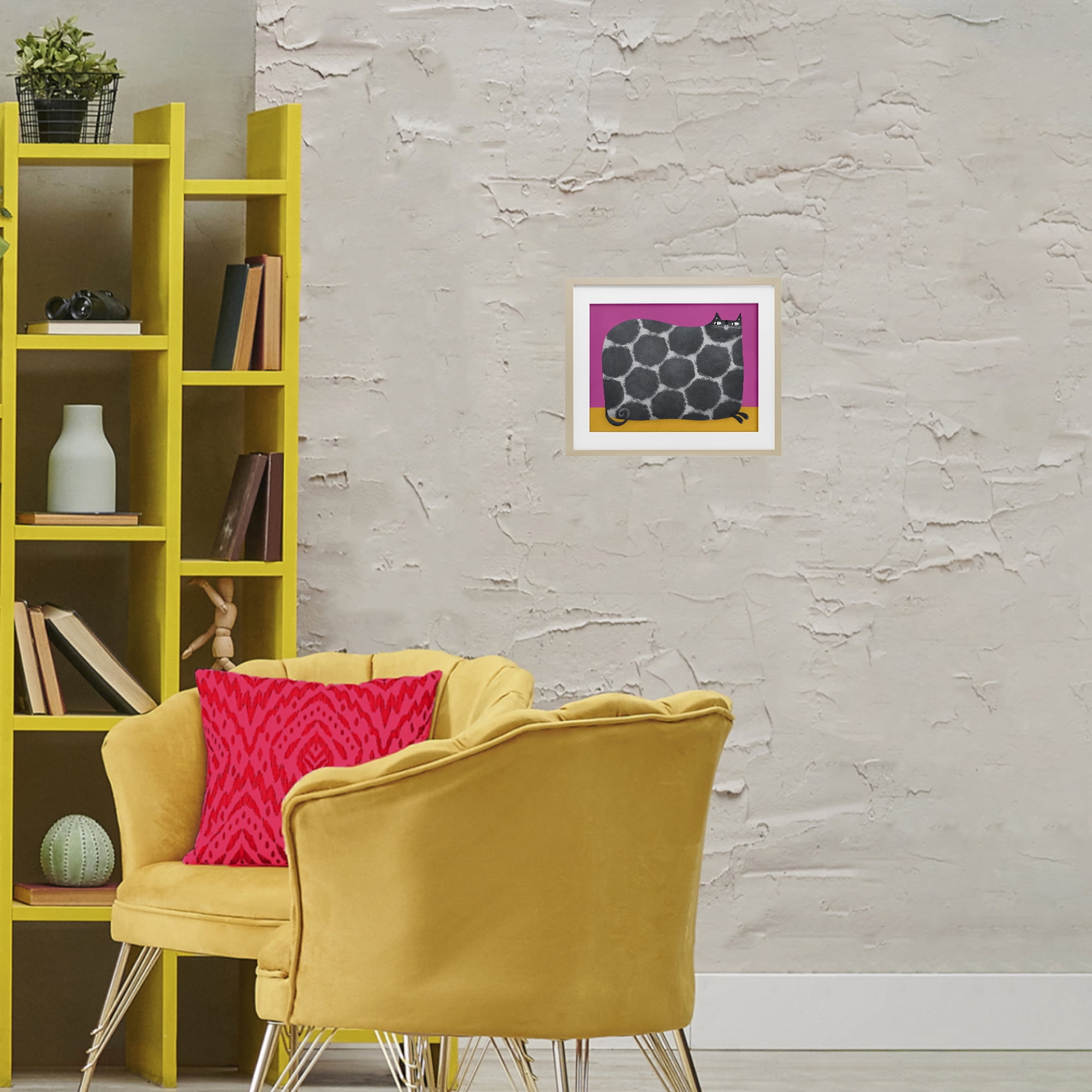 Stupell Industries Big Spots on Cat Birch Framed Print Under Glass, design by Gabriela Avila